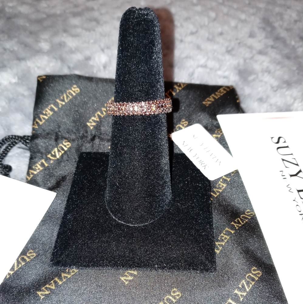 14K Rose Gold Plated Micro-Pave Brown CZ Eternity - Picture 3 of 10
